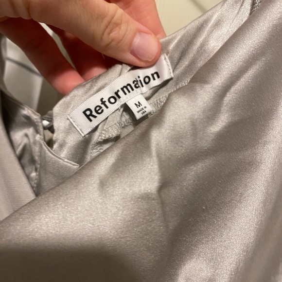Reformation Silver Satin Dress - Picture 10 of 11